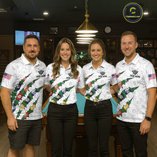 Load image into Gallery viewer, Custom Green 8 Ball Pool Scratch Billiard Shirt For Women, White Billiard Team Jersey Polo &amp; 1/4 Zip TDM6440