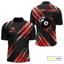 Load image into Gallery viewer, Black And Red Scratch Billiard Shirts For Men Custom 8 Ball Crown Pool Team Jersey Polo &amp; 1/4 Zip TDM4096