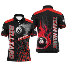 Load image into Gallery viewer, Red 8 Ball Pool Flame 3D Billiard Shirts For Men, Billiard League Jersey Custom Pool Team Shirts TDM2874