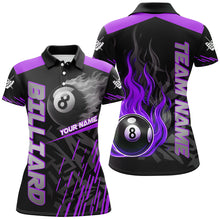 Load image into Gallery viewer, Purple 8 Ball Pool Flame 3D Billiard Shirts For Women Billiard League Jersey Custom Pool Team Shirts TDM2876