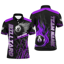 Load image into Gallery viewer, Purple 8 Ball Pool Flame 3D Billiard Shirts For Men Billiard League Jersey Custom Pool Team Shirts TDM2876