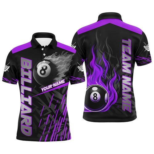 Purple 8 Ball Pool Flame 3D Billiard Shirts For Men Billiard League Jersey Custom Pool Team Shirts TDM2876