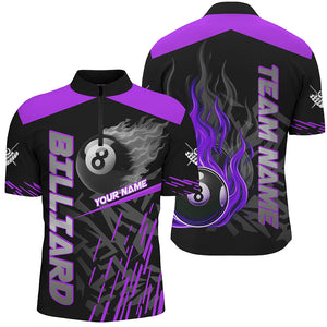 Purple 8 Ball Pool Flame 3D Billiard Shirts For Men Billiard League Jersey Custom Pool Team Shirts TDM2876