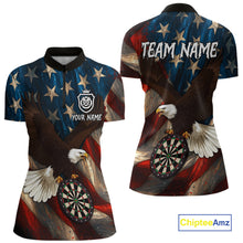 Load image into Gallery viewer, Personalized American Flag Eagle Womens Darts Shirt Custom Patriotic Jersey Darts Polo &amp; 1/4 Zip TDM5126