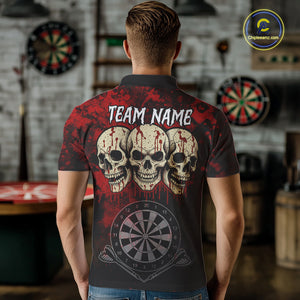 Black And Red Grunge Skull Mens Dart Shirts Custom Dart Jerseys Team Polo & Quarter Zip TDM5127