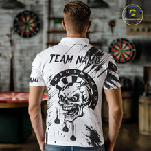 Load image into Gallery viewer, Personalized White Black Grunge Skull Darts Shirt For Men Custom Funny Darts Team Jersey Outfit TDM4908