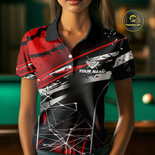 Load image into Gallery viewer, Black And Red 8 Ball Crown Women's Billiard Shirts Custom Billiards Jerseys, Pool League Team Shirts TDM5131