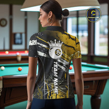 Load image into Gallery viewer, Black And Gold 8 Ball Crown Women's Billiard Shirts Custom Billiards Jerseys, Pool League Team Shirt TDM5132