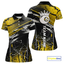 Load image into Gallery viewer, Black And Gold 8 Ball Crown Women's Billiard Shirts Custom Billiards Jerseys, Pool League Team Shirt TDM5132
