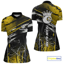 Load image into Gallery viewer, Black And Gold 8 Ball Crown Women's Billiard Shirts Custom Billiards Jerseys, Pool League Team Shirt TDM5132