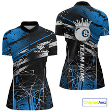 Load image into Gallery viewer, Black And Blue 8 Ball Crown Women's Billiard Shirts Custom Billiards Jerseys, Pool League Team Shirt TDM5133