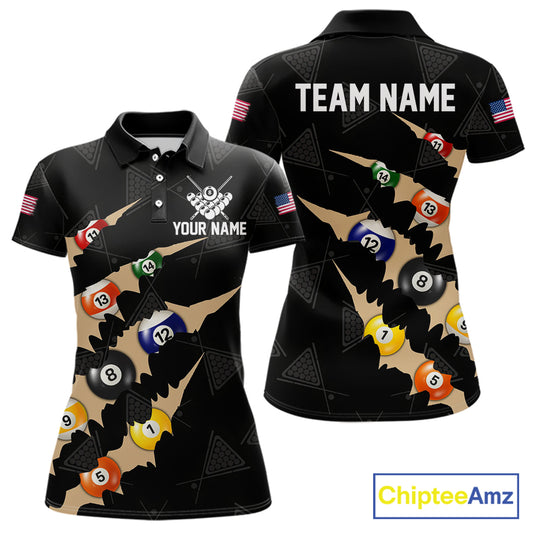 Personalized Scratch 8 Ball Billiard Shirt For Women Custom Pool Jersey, Billiard Team Shirt |Black TDM5990