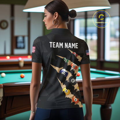 Personalized Scratch 8 Ball Billiard Shirt For Women Custom Pool Jersey, Billiard Team Shirt |Black TDM5990