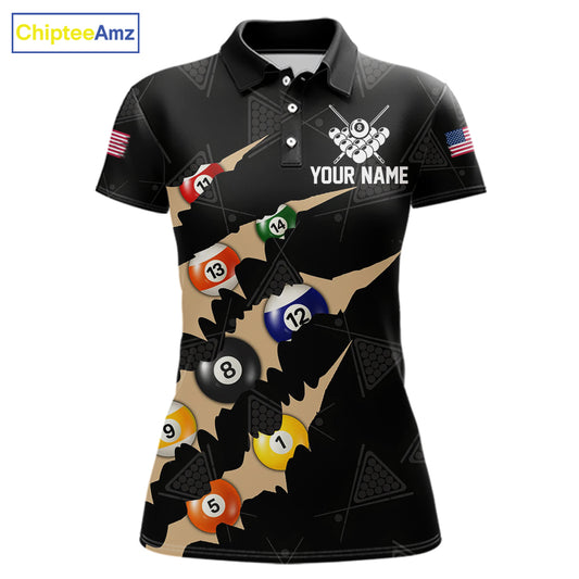 Personalized Scratch 8 Ball Billiard Shirt For Women Custom Pool Jersey, Billiard Team Shirt |Black TDM5990