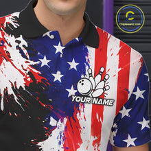 Load image into Gallery viewer, Custom Grunge American Flag Bowling Shirt For Men, Patriotic Bowling Jersey Team Polo &amp; 1/4 Zip TDM6227