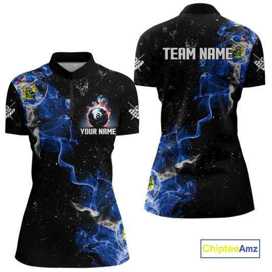 Personalized Grunge Las Vegas Flag Smoke Billiard Shirt For Women Custom 8 Ball Pool Team Jerseys TDM4288