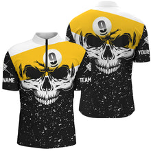 Load image into Gallery viewer, Funny Skull 9 Ball Pool Custom Grunge Black White Billiard Shirts For Men, Billiard Jerseys Apparel TDM2139