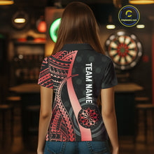 Load image into Gallery viewer, Personalized Black And Red Tribal Dart Shirts For Women Custom Darts Jersey Team Polo &amp; 1/4 Zip TDM4913