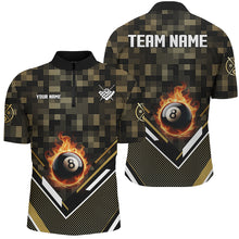 Load image into Gallery viewer, Customized Yellow 8 Ball Fire Tech Camo Pattern Billiard Sport Jerseys For Men Billiard Team Shirts TDM2894