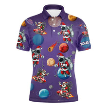 Load image into Gallery viewer, Funny Christmas Santa Astronaut Custom Purple Polo Golf Shirts For Men, Christmas Golf Outfit TDM3119