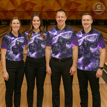 Load image into Gallery viewer, Purple Grim Reaper Fire Smoke Bowling Jersey For Men Custom Bowling Team Shirt Polo &amp; 1/4 Zip TDM6235