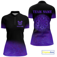 Load image into Gallery viewer, Personalized Sea Purple Gradient Darts Polo &amp; Quarter Zip Custom Dart Shirts For Women Dart Jerseys TDM4709