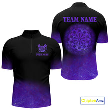 Load image into Gallery viewer, Personalized Sea Purple Gradient Darts Polo &amp; Quarter Zip Custom Dart Shirts For Men Dart Jerseys TDM4709