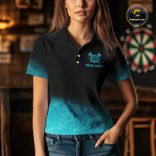 Load image into Gallery viewer, Personalized Sea Turquoise Gradient Darts Polo &amp; Quarter Zip Custom Dart Shirt For Women Dart Jersey TDM4710