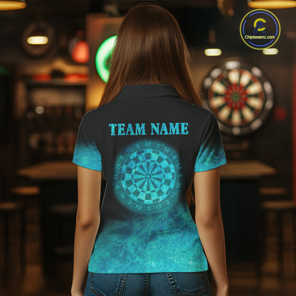 Personalized Sea Turquoise Gradient Darts Polo & Quarter Zip Custom Dart Shirt For Women Dart Jersey TDM4710