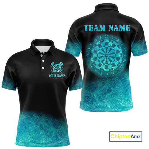 Personalized Sea Turquoise Gradient Darts Polo & Quarter Zip Custom Dart Shirt For Men Dart Jersey TDM4710