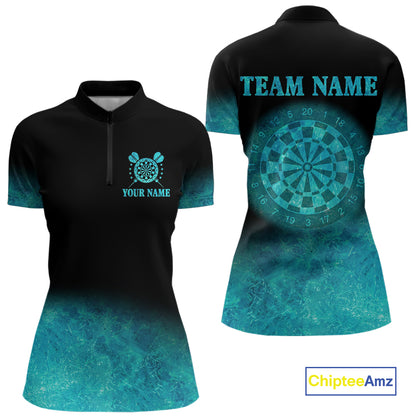 Personalized Sea Turquoise Gradient Darts Polo & Quarter Zip Custom Dart Shirt For Women Dart Jersey TDM4710