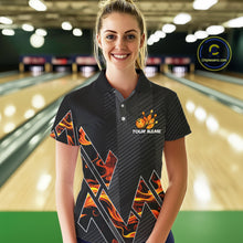 Load image into Gallery viewer, Personalized Fire Flame Bowling Jersey For Women Custom Bowling Team Shirt Polo &amp; 1/4 Zip |Orange TDM6238
