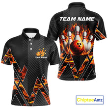 Load image into Gallery viewer, Personalized Fire Flame Bowling Jersey For Men Custom Bowling Team Shirt Polo &amp; 1/4 Zip |Orange TDM6238