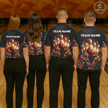 Load image into Gallery viewer, Personalized Fire Flame Bowling Jersey For Men Custom Bowling Team Shirt Polo &amp; 1/4 Zip |Orange TDM6238