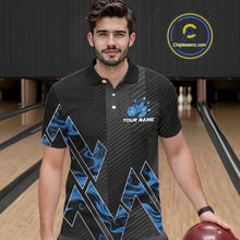 Load image into Gallery viewer, Personalized Fire Flame Bowling Jersey For Men Custom Bowling Team Shirt Polo &amp; 1/4 Zip |Blue TDM6239