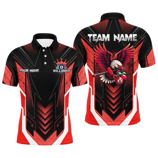 Personalized Funny Eagle Billiard Shirts For Men Custom Name Red Billiard Balls Sports Jerseys TDM2414