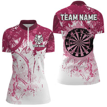 Load image into Gallery viewer, Personalized Pink Grunge Classic Darts Jerseys For Women Custom Team Name Darts Shirts Short Sleeve TDM2658