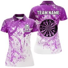 Load image into Gallery viewer, Personalized Purple Grunge Classic Darts Jerseys For Women Custom Team Name Darts Shirts Short Sleeve TDM2659