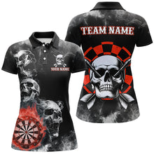 Load image into Gallery viewer, Personalized Red Darts Smoke Skull Women Dart Shirts Custom Darts Board Fire Flame Dart Team Jersey TDM3134