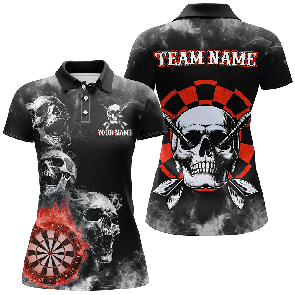 Personalized Red Darts Smoke Skull Women Dart Shirts Custom Darts Board Fire Flame Dart Team Jersey TDM3134