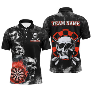 Personalized Red Darts Smoke Skull Men Dart Shirts Custom Darts Board Fire Flame Dart Team Jersey TDM3134