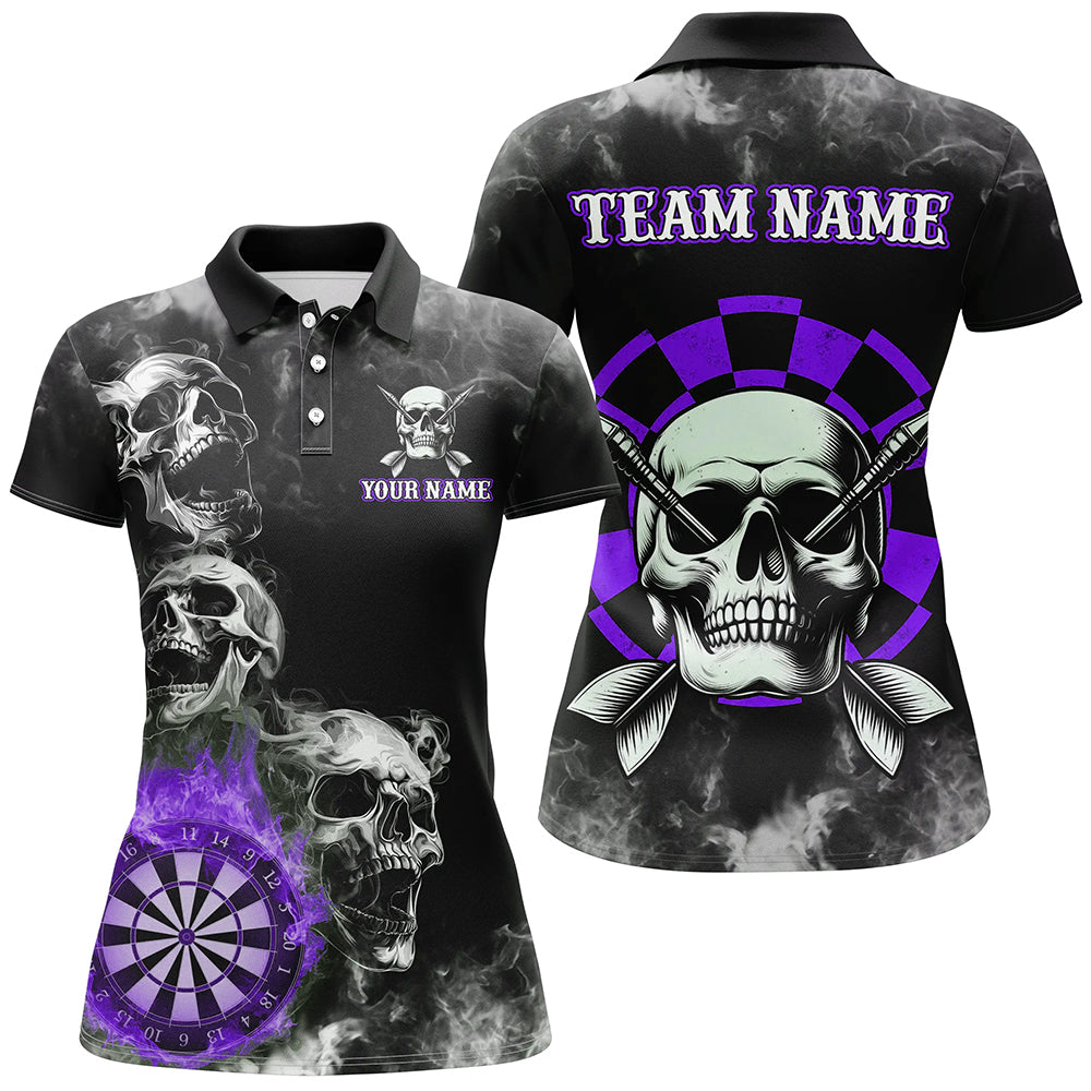 Personalized Purple Darts Smoke Skull Women Dart Shirt Custom Dart Board Fire Flame Dart Team Jersey TDM3135