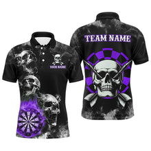 Load image into Gallery viewer, Personalized Purple Darts Smoke Skull Men Dart Shirt Custom Dart Board Fire Flame Dart Team Jersey TDM3135