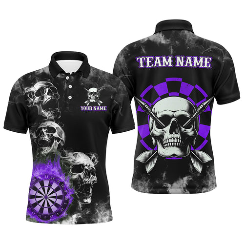 Personalized Purple Darts Smoke Skull Men Dart Shirt Custom Dart Board Fire Flame Dart Team Jersey TDM3135