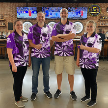 Load image into Gallery viewer, White &amp; Purple Skull Dartboard Custom Women Dart Polo Shirt Retro Grunge Dart League Jerseys NYN2084
