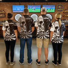 Load image into Gallery viewer, White &amp; Black Skull Dartboard Custom Women Dart Polo Shirt Retro Grunge Dart League Jerseys NYN2086