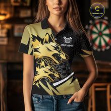 Load image into Gallery viewer, Black And Gold Dartboard Wolf Darts Shirt For Women Custom Darts Jersey Team Polo &amp; 1/4 Zip TDM6470