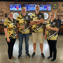 Load image into Gallery viewer, Black And Gold Dartboard Wolf Darts Shirt For Women Custom Darts Jersey Team Polo &amp; 1/4 Zip TDM6470