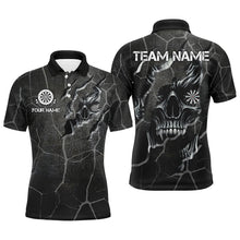 Load image into Gallery viewer, Personalized Skull Black Grunge Darts Polo And Quarter-Zip Shirts For Men Custom Darts Team Jerseys TDM2430