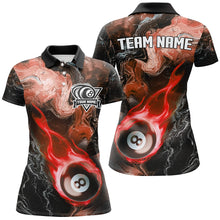 Load image into Gallery viewer, Red 8 Ball Pool Fire Flame Abstract Pattern Custom Billiard Shirts For Women, Billiard Team Jerseys TDM2668